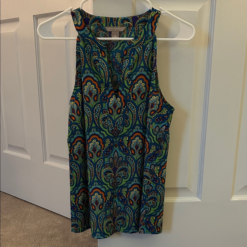 Banana Republic Patterned Sleeveless Top - Multicolor Size XS